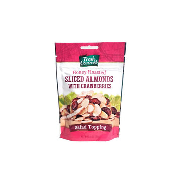 Fresh Gourmet Honey Roasted Sliced Almonds & Cranberries 3.5 Ounce (Pack Of 6)