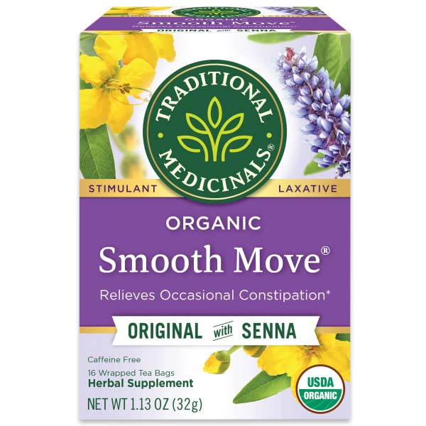 Traditional Medicinals Organic Smooth Move With Senna Herbal Tea, Relieves Occasional Constipation, (Pack Of 6) - 96 Tea Bags To