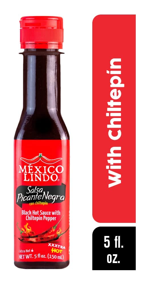 Mexico Lindo Picante Negra Xxxtra Hot Sauce | Scoville Unit Level 80,000 | Sugar Free | 5 Fl Oz Bottles (Pack Of 2)