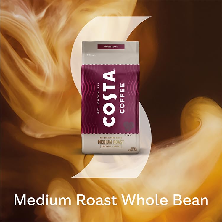 Costa Coffee Whole Bean Coffee, Signature Blend Medium Roast, 12Oz Each, Rainforest Alliance Certified