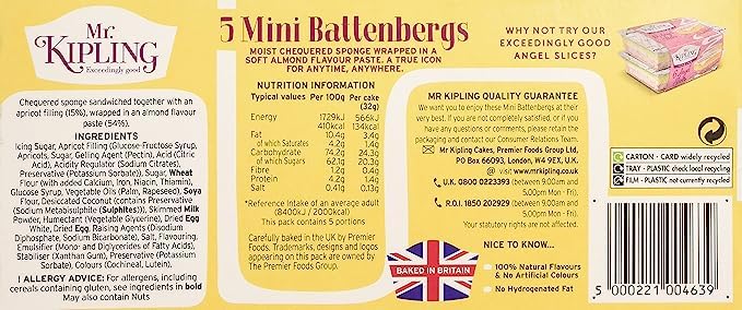 Mr Kipling Mini Battenberg Cake 5-Pack, 8.81 Ounce, Model O0-022E-AQWL