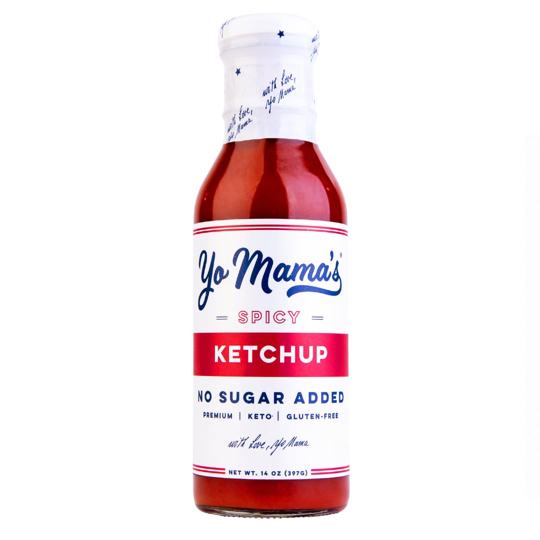 Yo Mamas Foods Keto Spicy Ketchup, No Sugar Added, Vegan, Gluten Free, 14 Ounce