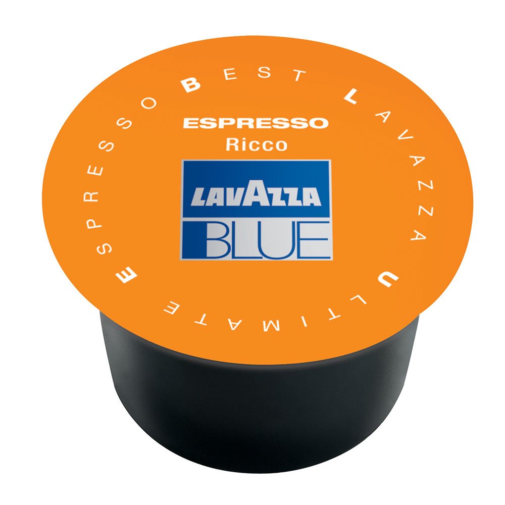 Lavazza BLUE Espresso Ricco Coffee Capsules, Dark Roast, Pack of 100, 28.2-Ounce, Orange and Silver Capsule Top