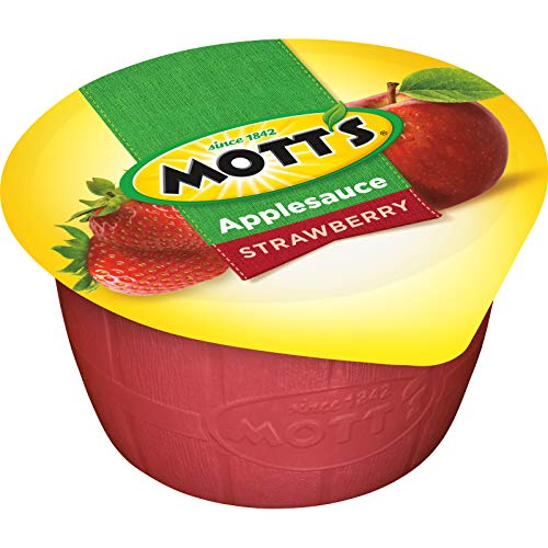 Mott s Strawberry Applesauce, 4 Oz Cups, 72 Count (12 Packs Of 6), No Artificial Flavors, Good Source Of Vitamin C, Nutritious