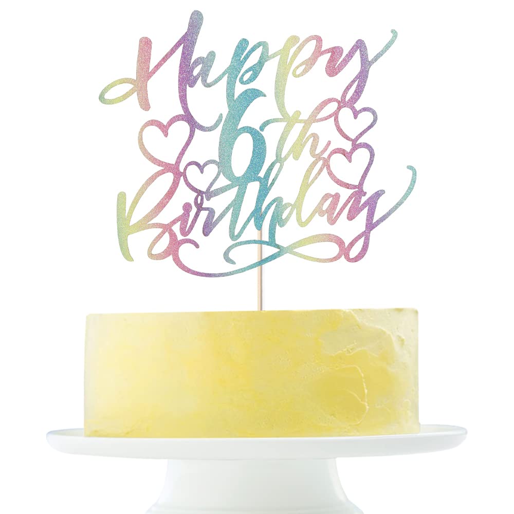 Color Flash Happy 6Th Birthday Cake Topper Boys And Girls Happy Birthday Cake Topper Children'S Party Cake Decorations