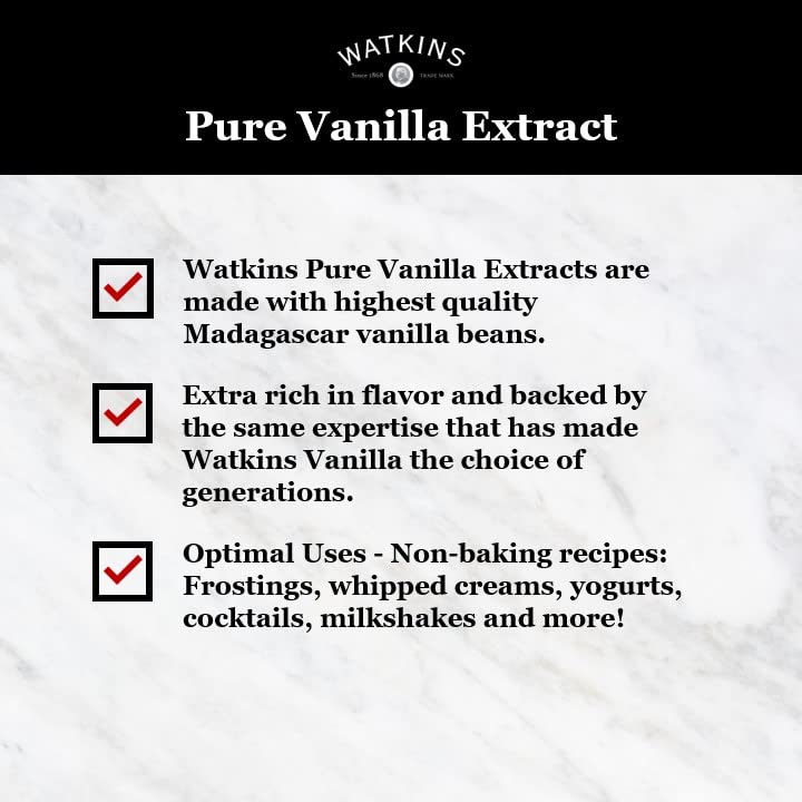Watkins Pure Vanilla Extract with Madagascar Vanilla Beans, Non-GMO, 1 oz Bottle