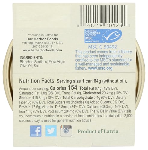 Bar Harbor Wild Petite Sardines Extra Virgin Olive Oil, 4.2 OZ