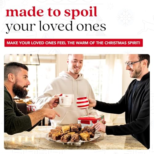 Davids Cookies Assorted Brownies in Merry Christmas Tin | Delicious Fresh Baked Gourmet Chocolate Fudge Slices Comes in Mery Ch