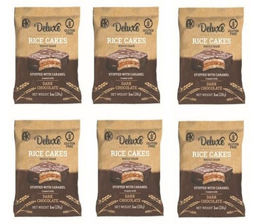 Deluxe & Bla Bla Delicious Crispy Rice Cake Sandwichs Filled With Dulce de Leche and Coated with Dark Chocolate (Alfajor) Kosher