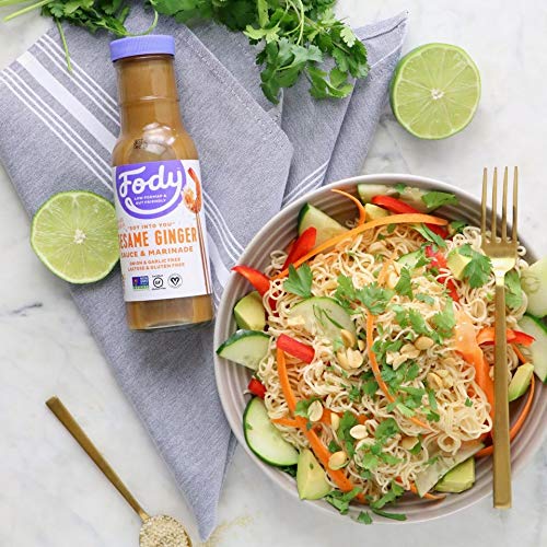 Fody Foods Vegan Sesame Ginger Sauce Marinade, Avocado Oil, Low Fodmap Certified, No Msg, Gut & Ibs & Keto Friendly, 8.5 Ounce