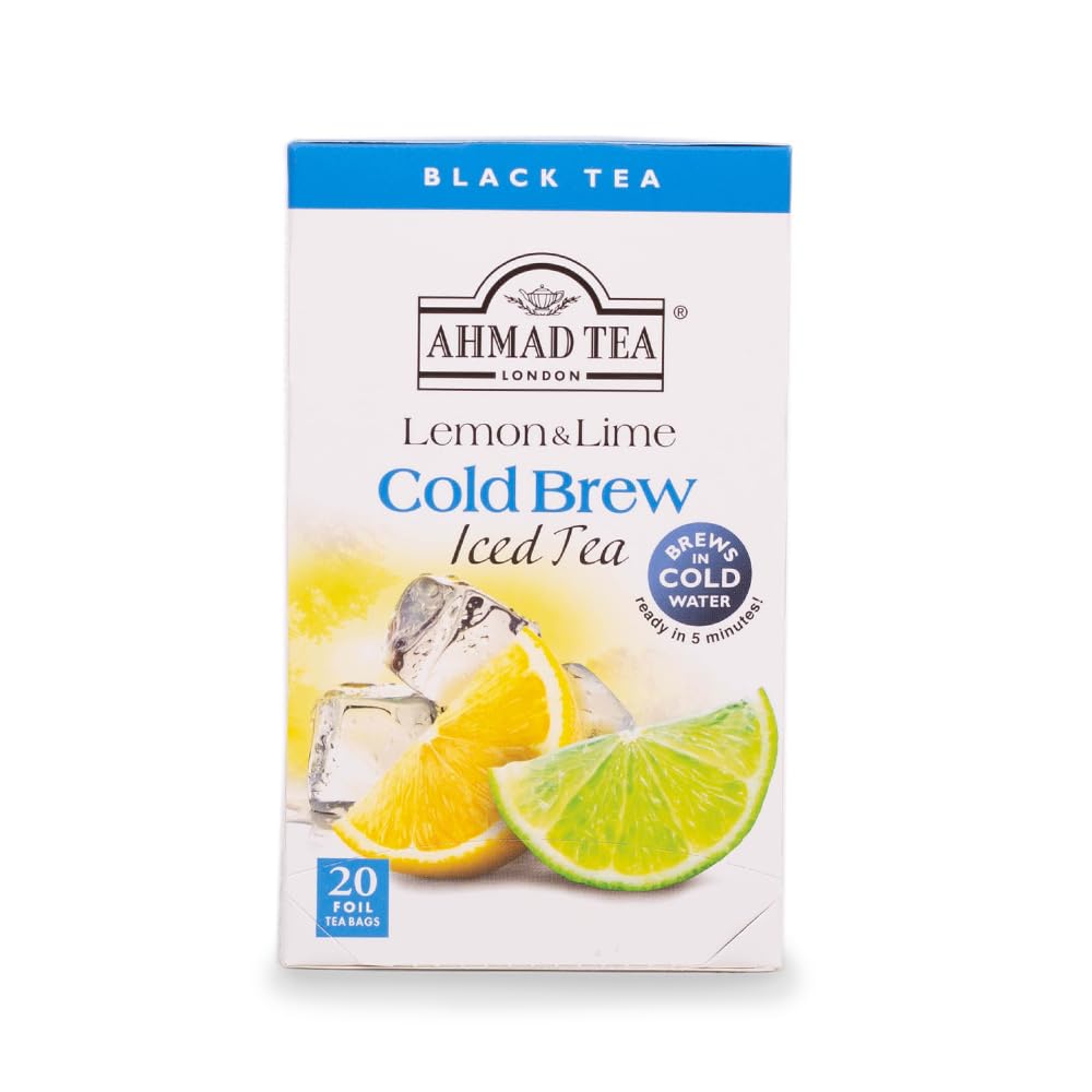 Ahmad Tea Black Tea  Cold Brew Lemon and Lime Teabags  Iced Tea  20 ct (Pack of 6) - Caffeinated and Sugar-Free