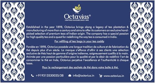 Octavius Floral Cutwork Wooden Tea Sampler Box | Tea Variety Pack Sampler | Green & Black Tea Assortment Gift Box | Perfect For Gifting & Personal Consumption - 6 Flavor & 90 Bags