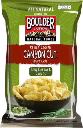 Boulder Canyon Kettle Cooked Potato Chips, Sour Cream & Chives, 6.5 Ounce (Pack Of 12)