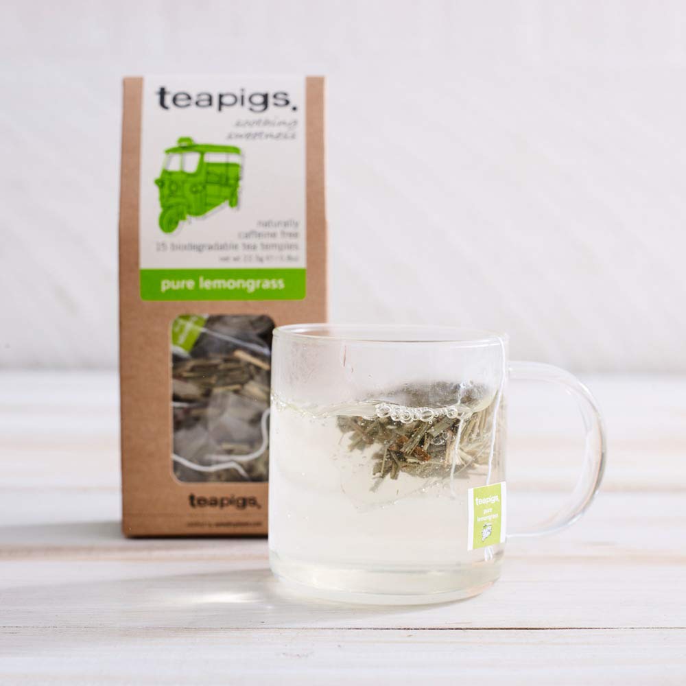 Teapigs Pure Lemongrass Tea Bags - Whole Leaves, 15 Count, Pack of 6