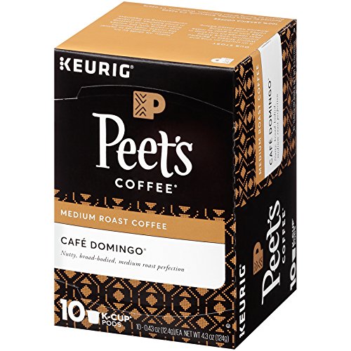 Peets Coffee Café Domingo K-Cup Pods, Medium Roast, 10 Count, Compatible with Keurig malt-inspired