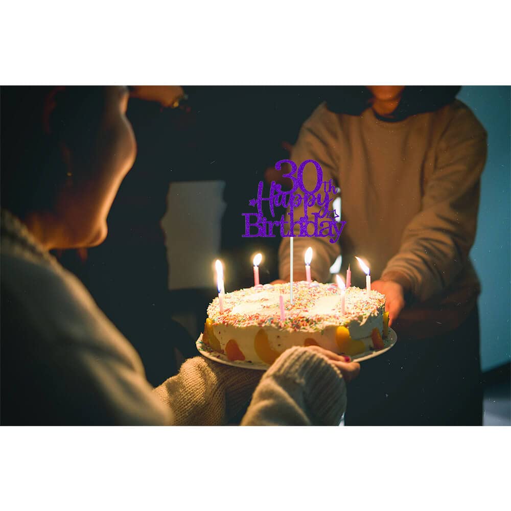 Glittery 30Th Happy Birthday Cake Topper With Star,Personalised 30 Birthday Cake Toppers Party Decorations Party Supplies For Me