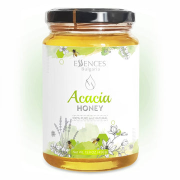 Essences Bulgaria Raw Acacia Honey 15.9 OZ | 450gr | Amazing Taste | 100% Pure and Natural | Without additives | Raw Bee Honey |