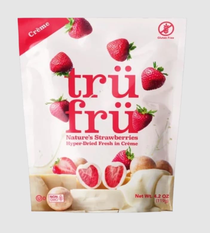 KD Chocolates Tru Frü Natures Strawberries Hyper-Dried in Crème, 4.2 oz