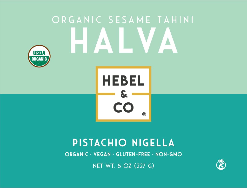 Hebel & Co Pistachio Nigella Halva - 8 Oz | Certified Usda Organic, Gluten Free, Kosher & Vegan