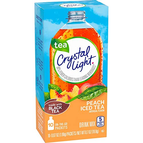Crystal Light On The Go Peach Tea, 10-Count Boxes, 0.7 Ounce Each, Pack of 4