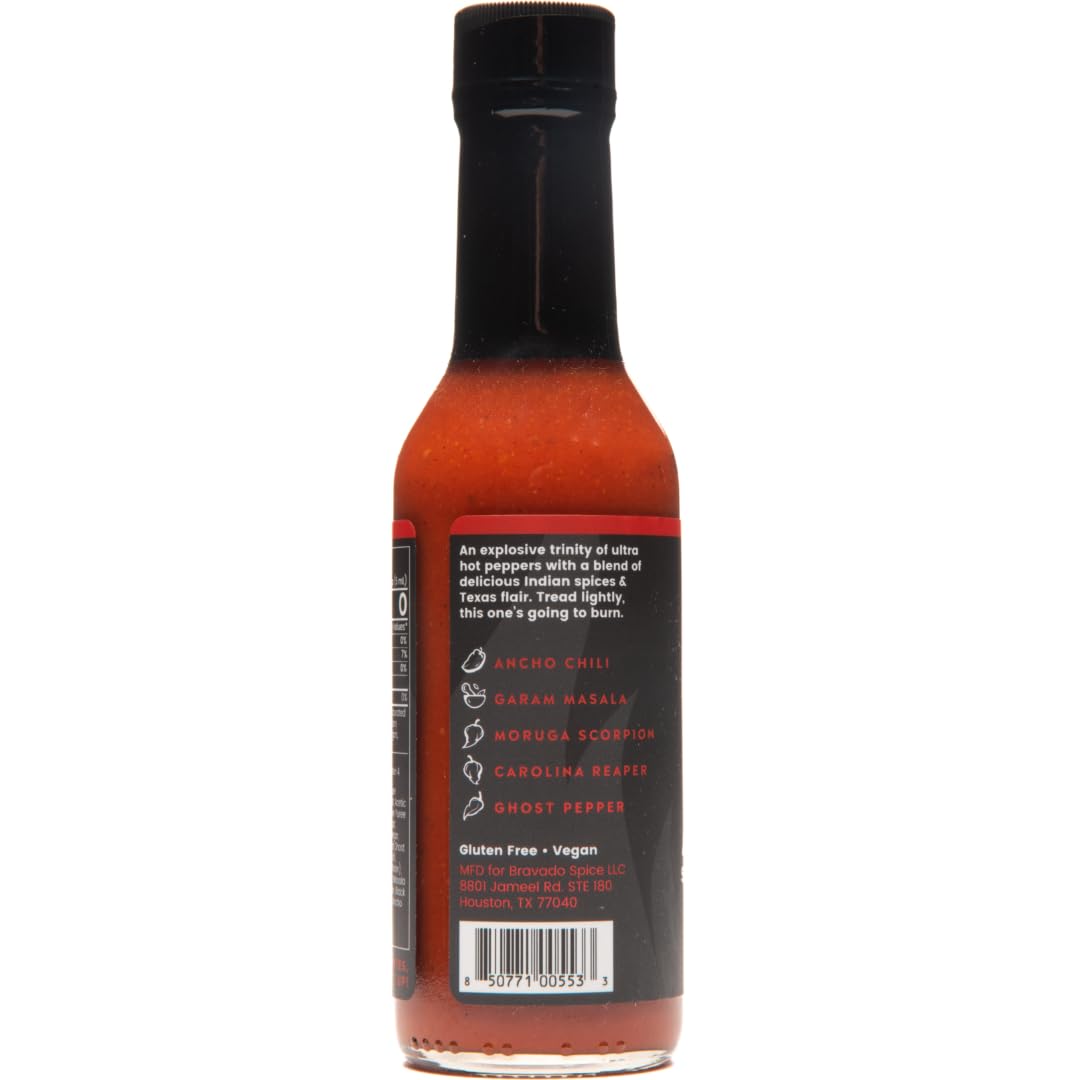 Bravado Spice Ancho Masala Scorpion Reaper Hot Sauce, Gluten Free, Vegan, 5 Fl Oz, Red