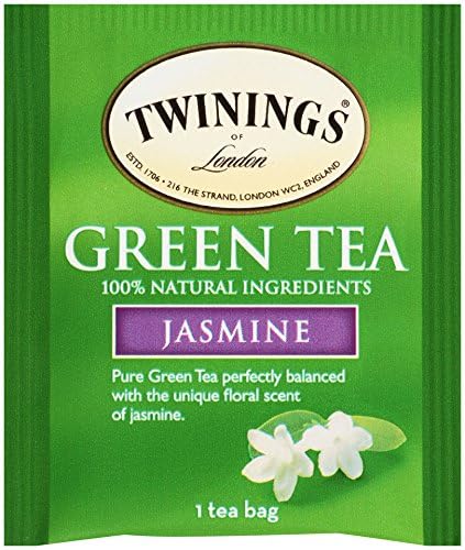 Twinings Green Tea With Jasmine Individually Wrapped Bags, 20 Count (Pack Of 1), Fragrant Floral Scent, Caffeinated, Enjoy Hot O