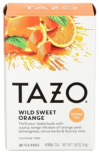 TAZO Wild Sweet Orange Herbal Tea Bags, Caffeine Free, 20 Count, Unsweetened, Model 68182875