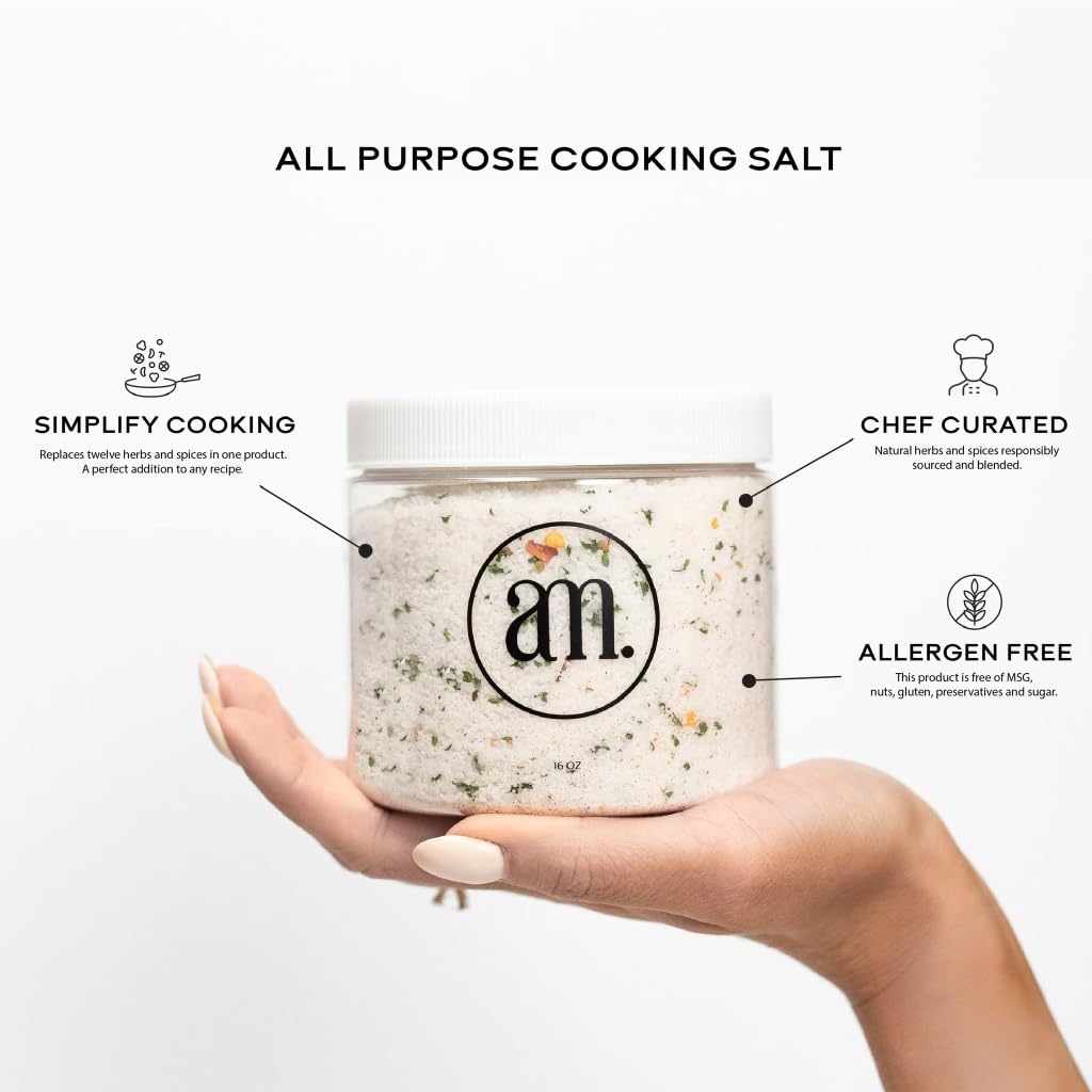 AM. Signature Salt - All-Natural Seasoned Salt Blend, Gourmet Flake Kosher Salt, 16oz