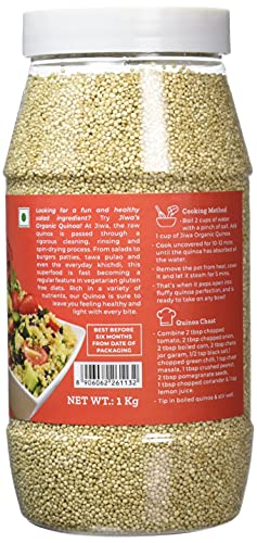 Jiwa Healthy By Nature Organic Quinoa | High Protein White Quinoa| Cooks Like Rice | Indian Origin | Certified Organic & Gluten