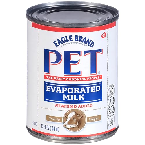 PET Evaporated Milk, 12 Ounce Can - Creamy & Rich Dairy Product, Perfect for Cooking and Baking