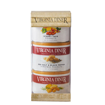 Virginia Diner Simply Savory Peanuts Gift Set Peanut Sampler with Street Taco, Sea Salt & Black Pepper, and Dill Pickle 10 Ounce