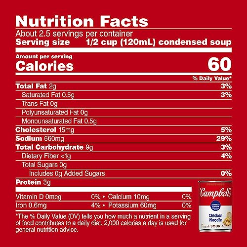 Campbells Condensed 25% Less Sodium Chicken Noodle Soup, 10.75 Ounce Can (Pack of 4)