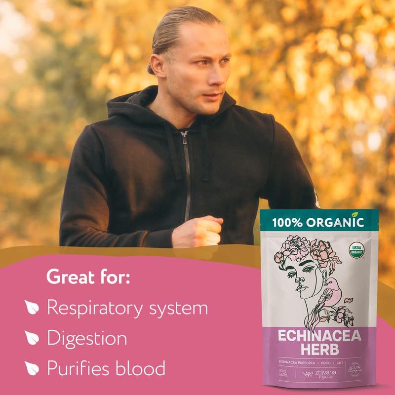 Echinacea Tea (Echinacea Purpurea) - Organic Echinacea Herb - Immune Support, Respiratory, Digestion - Loose Leaf Herbal Tea Equ