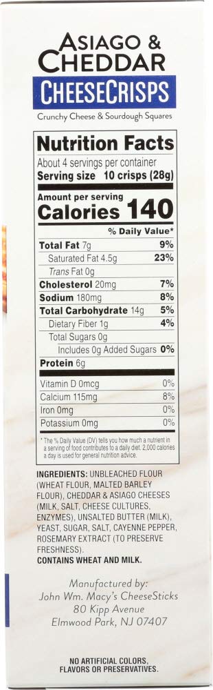 JOHN MACYS Asiago Cheddar Cheese Crisp, 4.5 OZ
