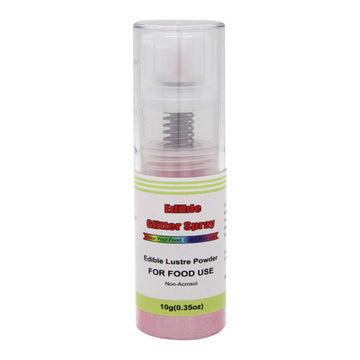 Edible Glitter Spray( Pink ), Non Aerosol Food Coloring Lustre Powder, Food Grade Sparkling Dust Push Pump For Decorating Cupcake, Fondant, Cookie, Frosting, Gum Paste, 0.35 Oz.