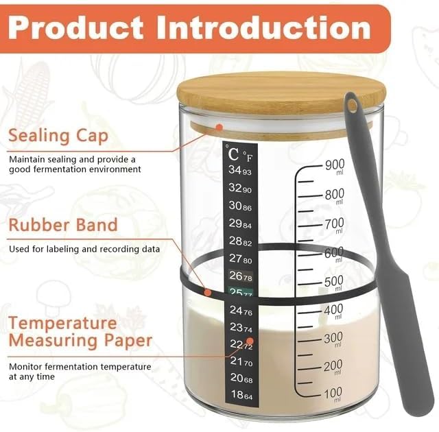 BRIRILINE Pro Sourdough Bread Starter Kit - 34 oz Jar, 5 Unique Features, Baking Supplies