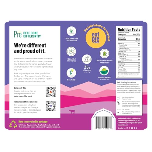 Pre, Ground Beef 95% Lean/5% Fat, Grass-Fed, Pasture-Raised, 1 lb
