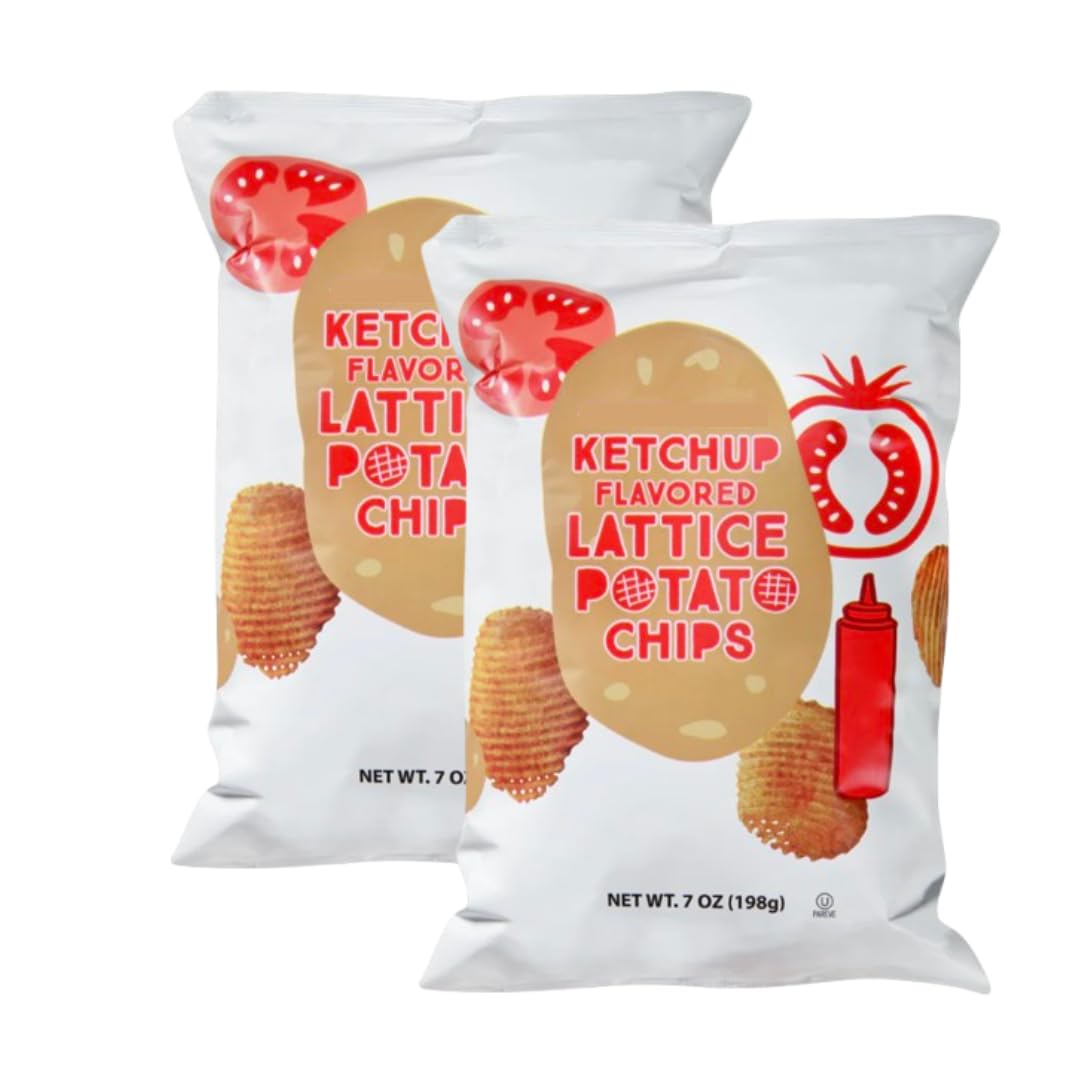 Ketchup Flavored Lattice Potato Chips 7 oz (198g) - 2 bags (2 PACK, Ketchup Flavored Lattice Potato Chips)