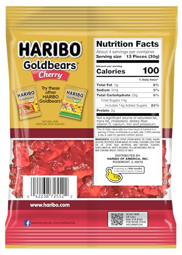 Haribo Gummi Candy Goldbears Cherry Limited Edition Pack of 12, 4 oz