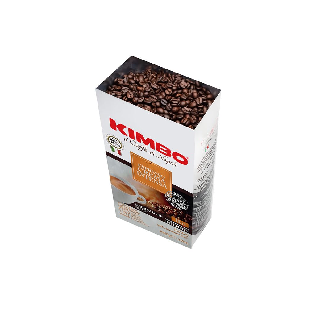 Kimbo Espresso Crema Intensa Whole Bean Coffee | Medium Dark Roast | 11/13 Intensity | Blended & Roasted in Italy | Full Body wi