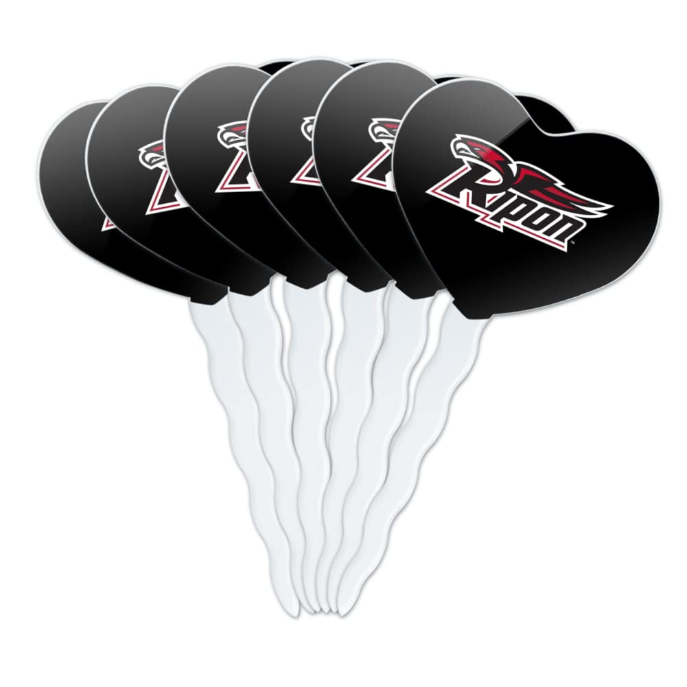 GRAPHICS & MORE Cupcake Picks Toppers Set of 6, Acrylic, Ripon College, Heart Decoration, One Size, Model CUPCAKE.HEART.CLCRIP.Z008906