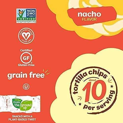 REAL FOOD FROM THE GROUND UP Cauliflower Tortilla Chips - 6Count, 4.5 Oz Bags (Nacho)