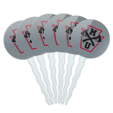 Mansfield University Secondary Logo Cupcake Picks Toppers Decoration Set of 6