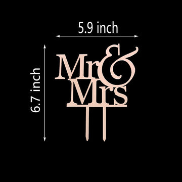 Mr And Mrs Cake Topper, Bride And Groom Sign Wedding Engagement Cake Toppers Decorations (Mirror Rose Gold Acrylic)