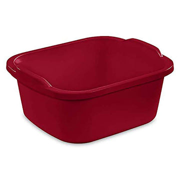 Tribello Plastic Wash Tub Dishpan Basin And Foot Bath For Soaking Feet, Laundry Hand Wash Bucket, Dish Pans For Washing And Storage Cleaning Supplies - 12 Quarts - Heavy Duty - Made In Usa (Red)