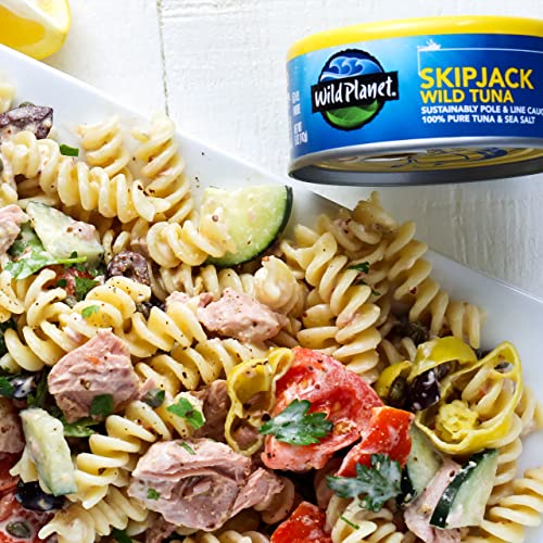 Wild Planet Skipjack Wild Tuna, Sea Salt, Canned Tuna, Pole & Line Sustainably Wild-Caught, Non-Gmo, Kosher, 5 Ounce Can (Pack O