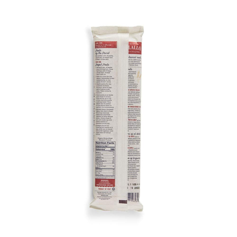 DeLallo Whole Wheat Linguine #6, 1 Pound (Pack of 16)