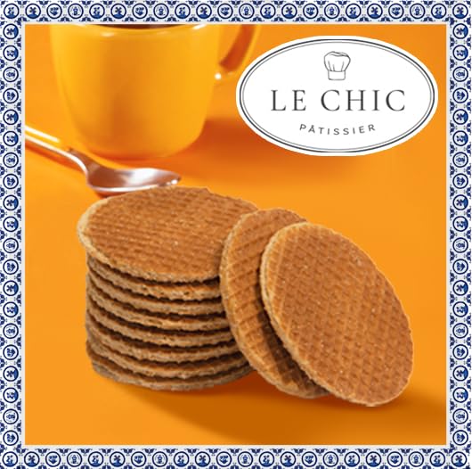 Le Chic Patissier 30 Caramel & Vanilla Stroopwafels Soft Toasted Pack Of 3 (11.11Oz Each) Original Dutch Caramel Waffle Recipe N