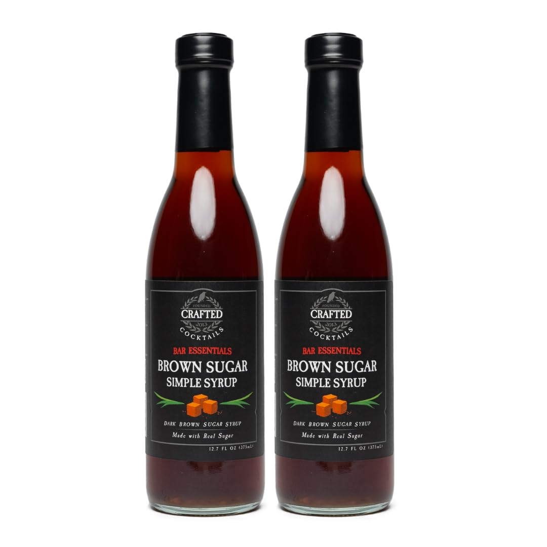 Crafted Cocktails Brown Sugar Simple Syrup, 2 Pack, 12.7 Fl Oz Each, Made with Real Brown Sugar, Perfect for Coffees & Cocktails