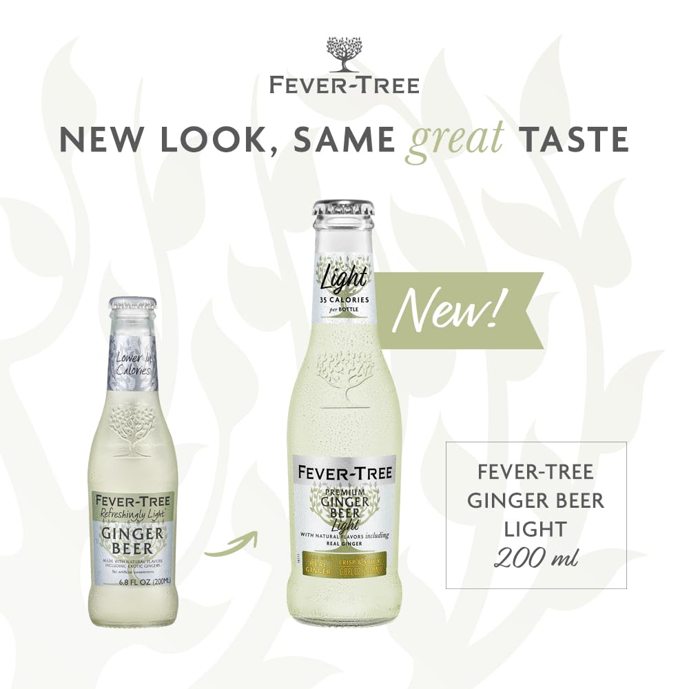 Fever-Tree Light Ginger malt-inspired, Lower in Calories, 6.8 fl oz (Pack of 24), Clear, Model FLGB64G200US-A